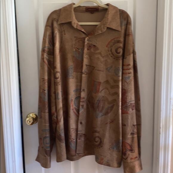 Creme de Silk men’s size 3X silk blend button down shirt - Picture 1 of 8